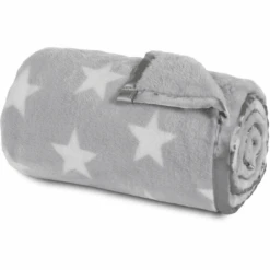 Babybay Kuscheldecke Hellgrau Sterne Weiß