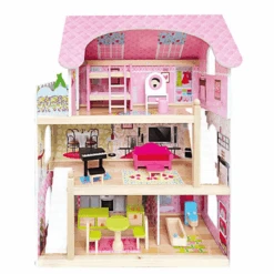 Bino Puppenhaus Mit Balkon, 15-tlg.