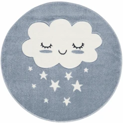LIVONE Kinderteppich Kids Love Rugs WOLKE Rund Balu/weiss