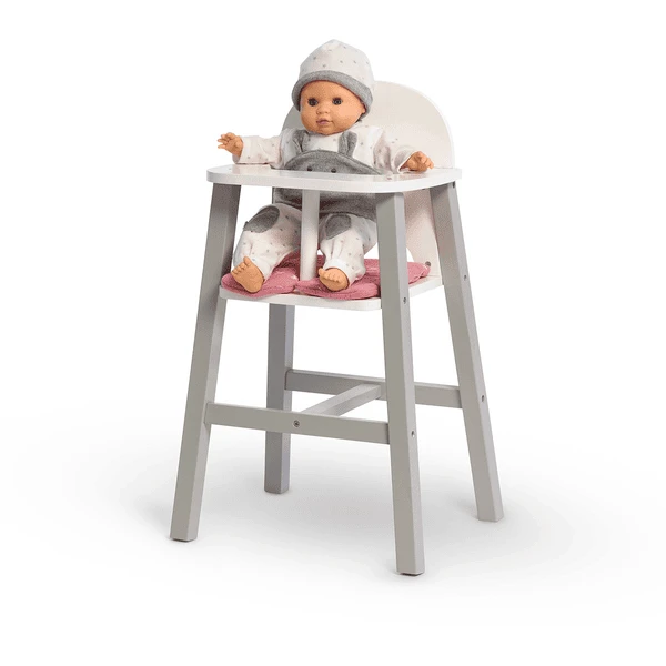 MUSTERKIND® Puppenhochstuhl Viola, Grau/weiß/altrosa