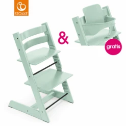 STOKKE® Tripp Trapp® Hochstuhl Buche Soft Mint + Gratis Baby Set Soft Mint