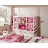 TiCAA Hausbett Mini Mit 4 Schubladen Prinzessin Rosa